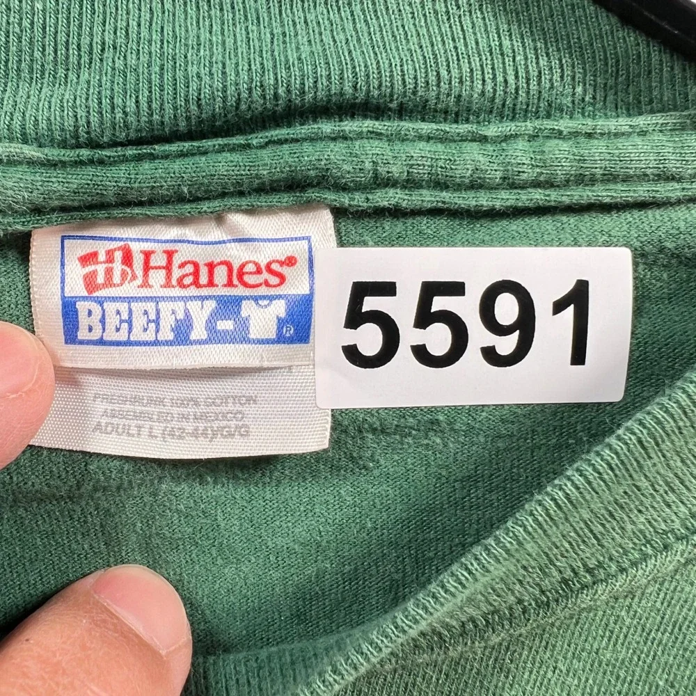 Vintage Hanes Beefy-T Long Sleeve Shirt Good Guy Environmental BP Green Large